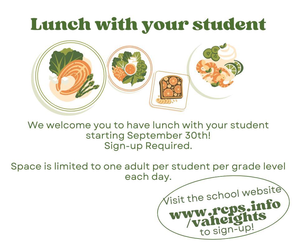  White background with green lettering Lunch with your student